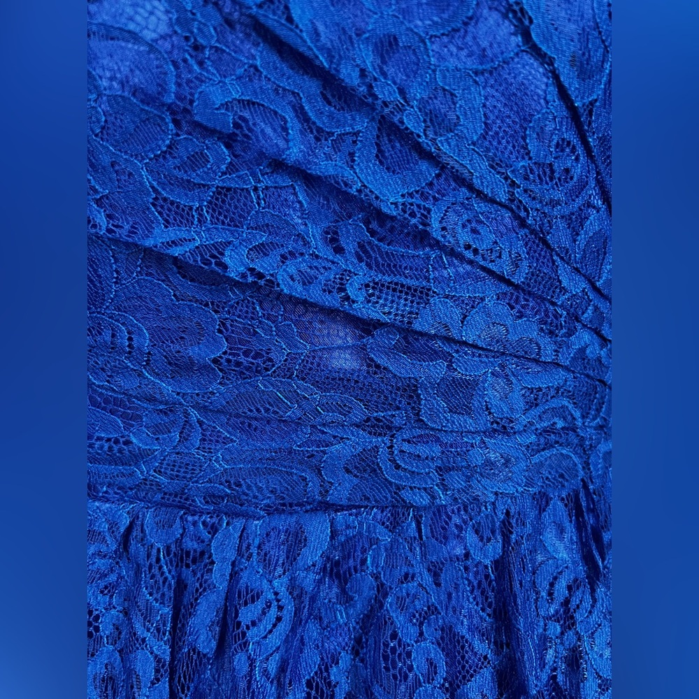 Beautiful Cocktail Lace Mother of The Bride Dress Vintage Style Blue Formal #B - Picture 6 of 14